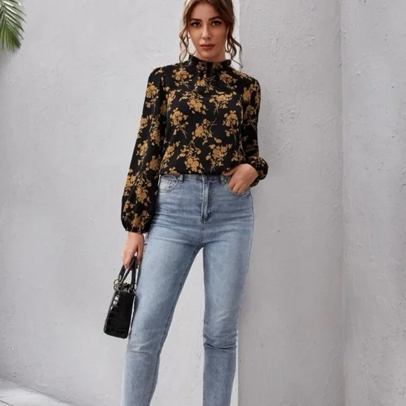 SHEIN | Frill Neck Floral Top - Picture 2 of 10